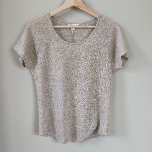 Spanner Beige Short-Sleeved Top with Gold Thread XS - Picture 2 of 9
